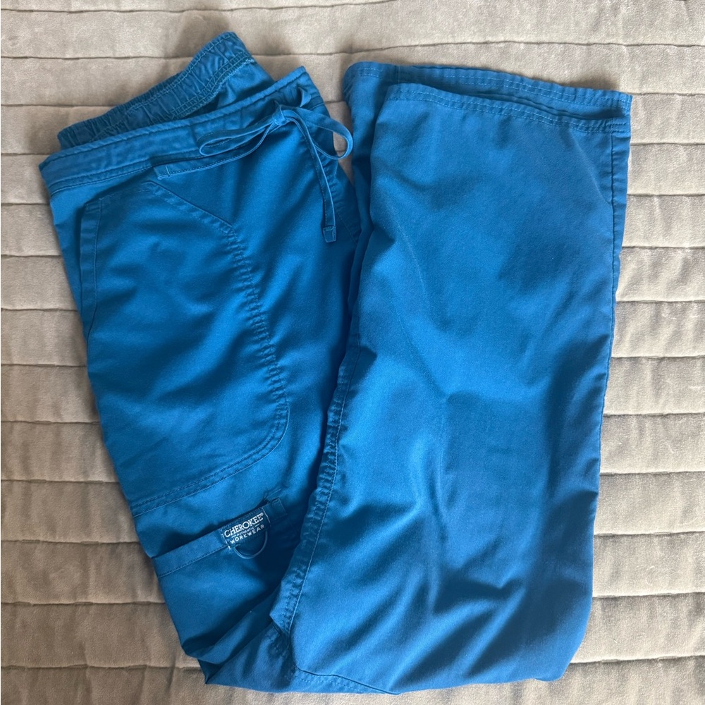 Cherokee Women’s Scrub Pant, Caribbean Blue, size medium